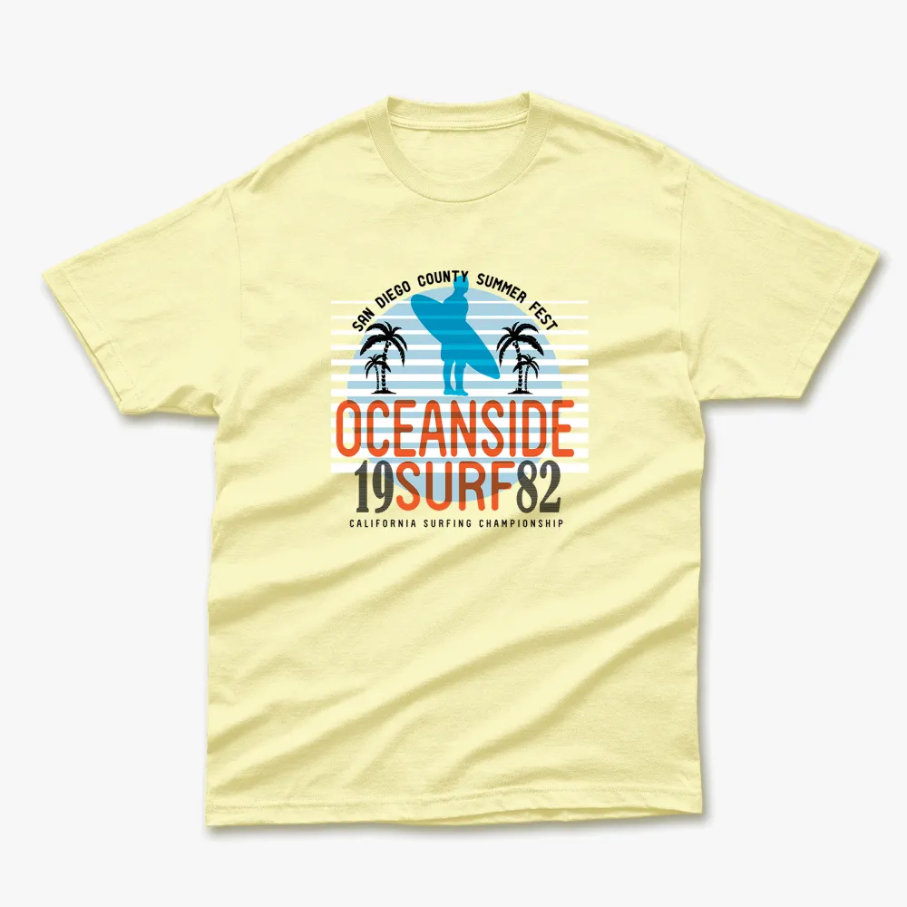 Retro Summer Oceanside Surf Printed T-Shirt