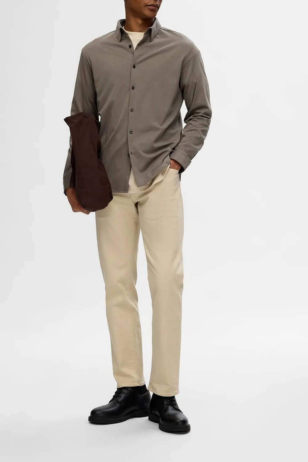 Brown Jersey Slim Fit Shirt