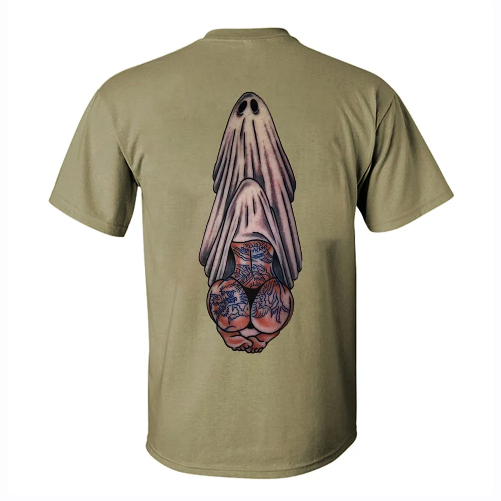 Ghost And The Tattooed Sexy Lady Printed Men's T-shirt