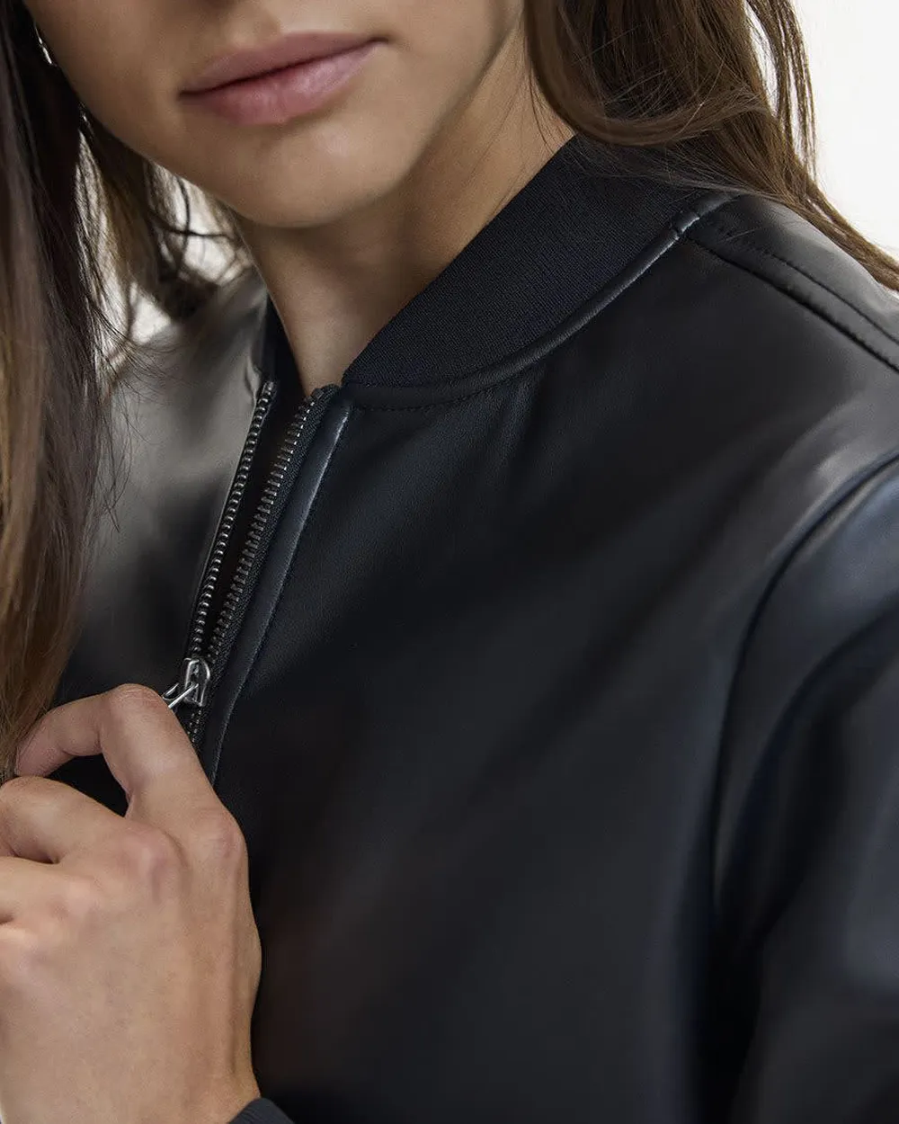 Faux Leather Bomber Jacket