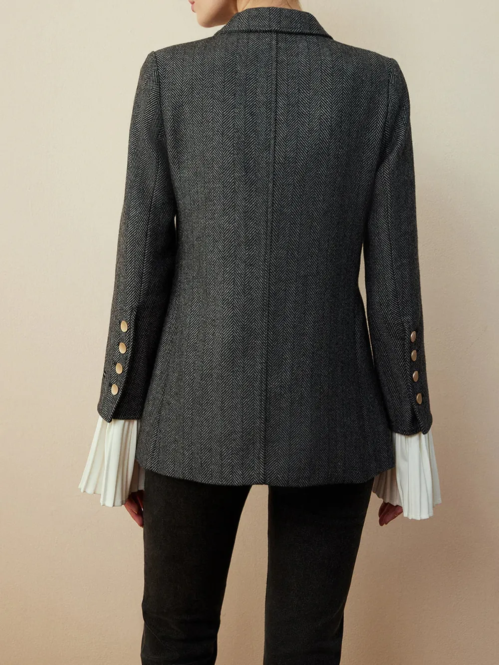 Wool-Blend Metal Double-Breasted Blazer