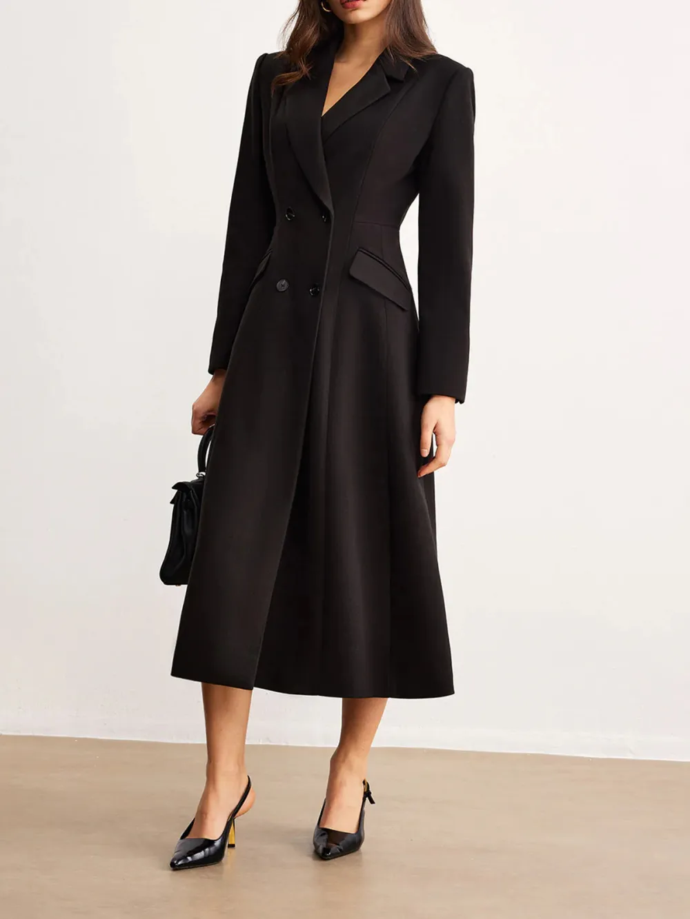 Plain Button Up Long Blazer