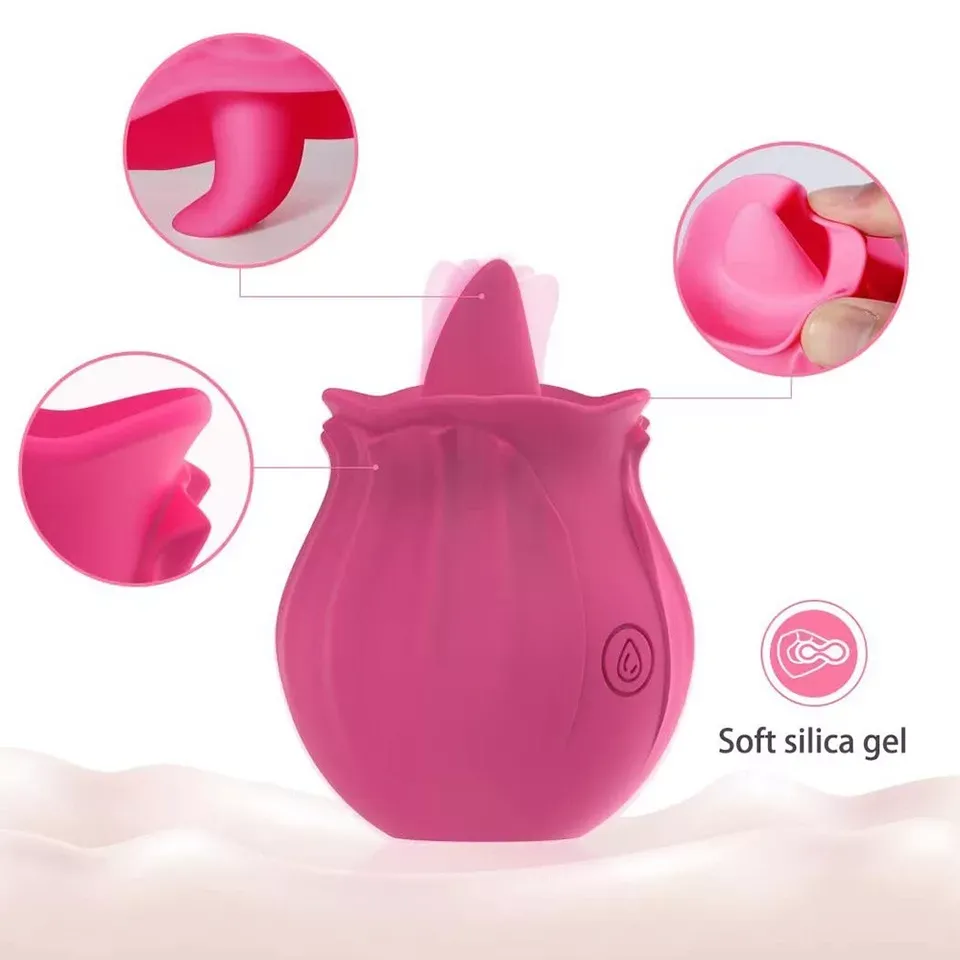 Waterproof Tongue Oral Clit Licking Rose Vibrator G Spot Dildo Women Sex Toys US