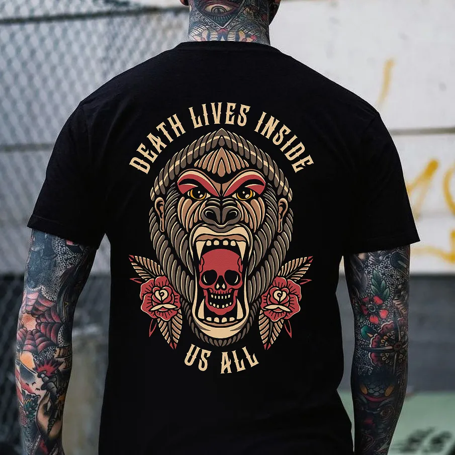 Death Lives Inside Us All Print T-shirt