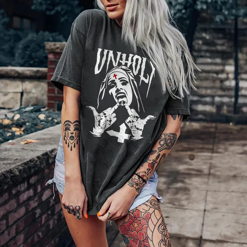 Unholy Nun Print Women's T-shirt