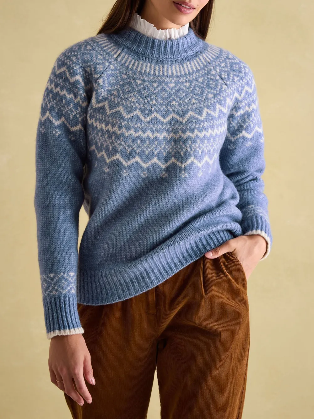 Charlotte Cream Crew Neck Fairisle Pattern Jumper