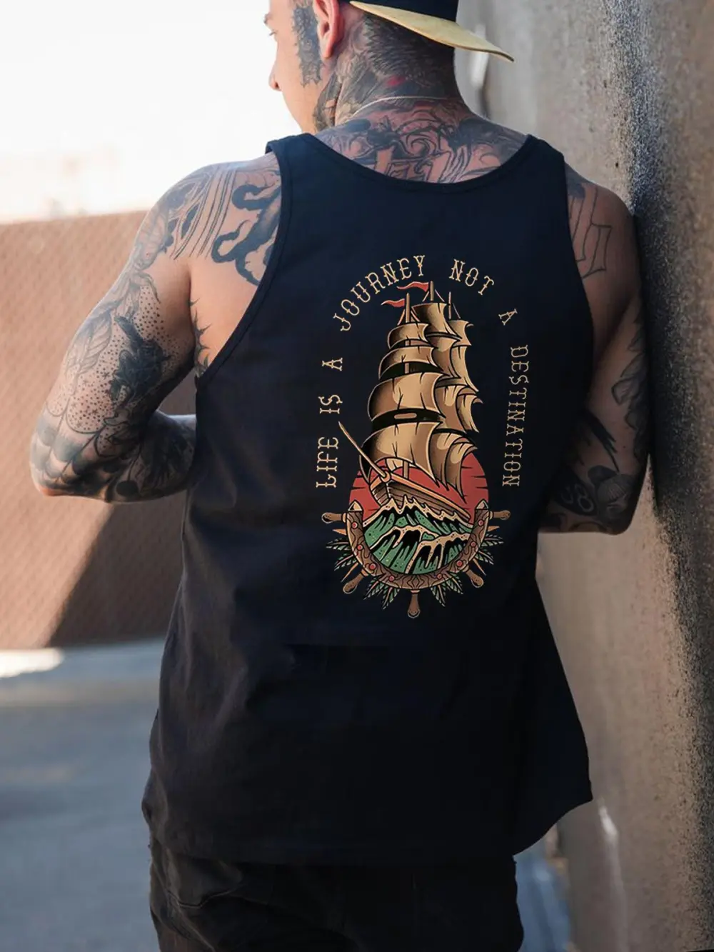 Life Is A Journey Not A Destination Printed Men's Vest