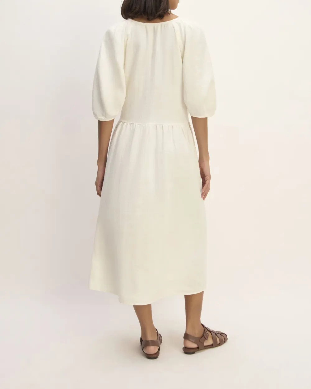 The Linen Oversized Puff-Sleeve Dress