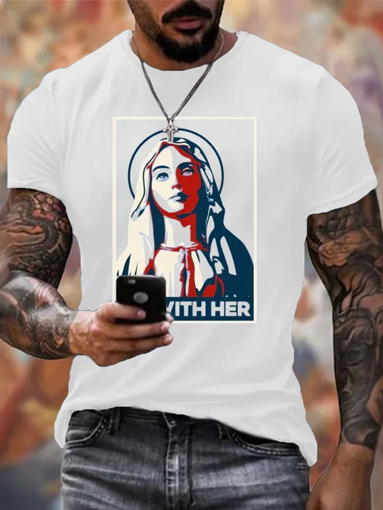Men'S T-Shirt I'M With Her - Virgin Mary Adult T-Shirt Apostolic Gifts T-Shirt