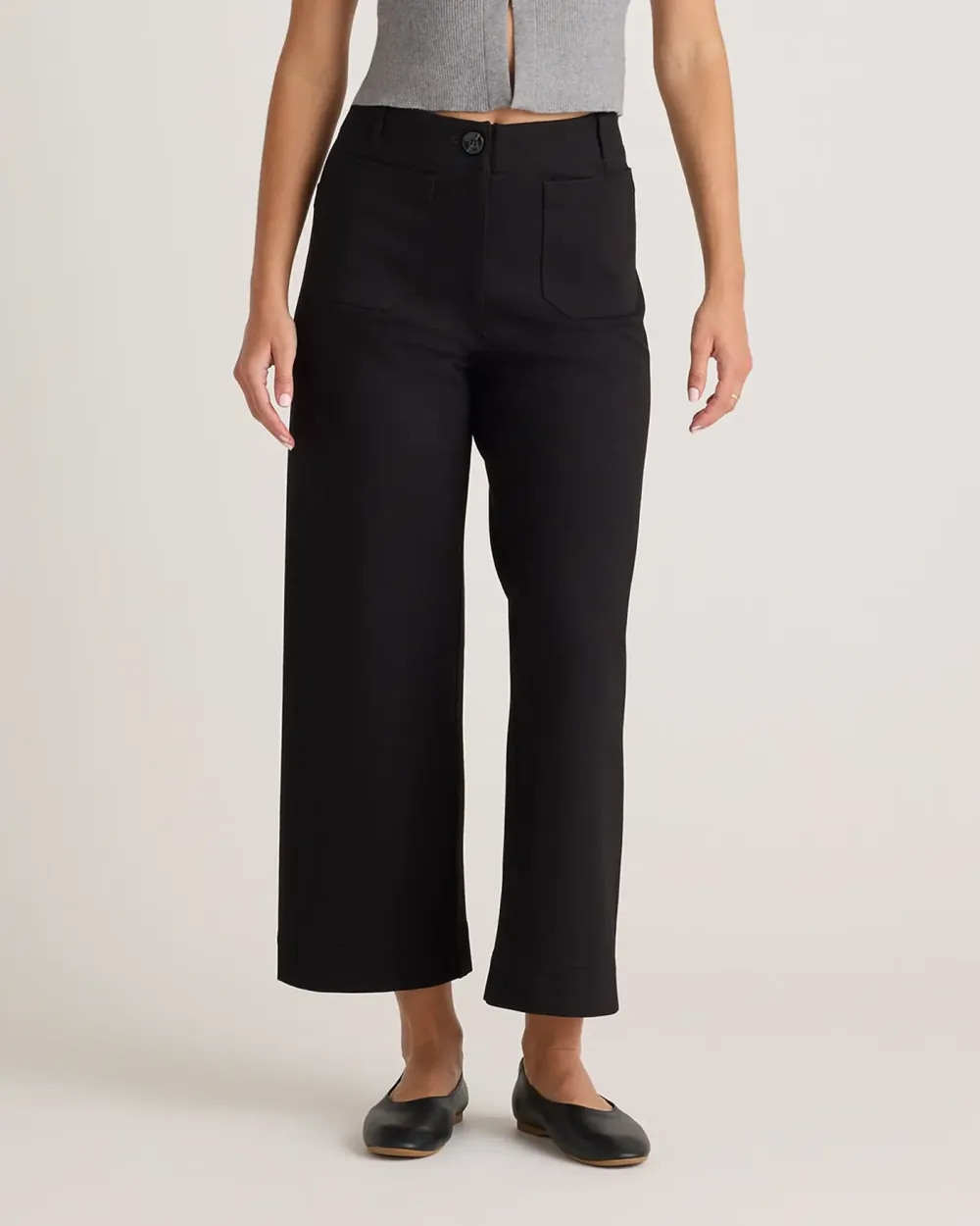 Ultra-Stretch Ponte Cropped Wide Leg Pants