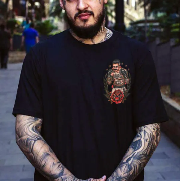 Boxing Beard Man Floral Vintage Print T-shirt