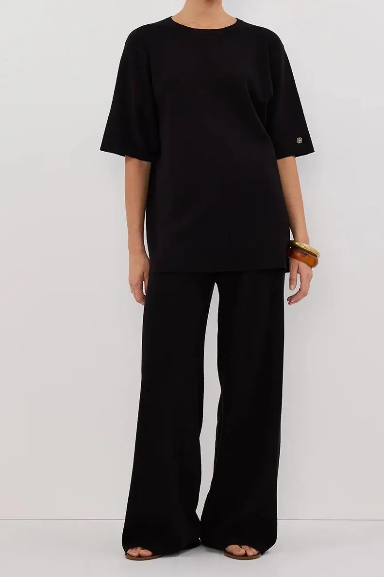 OLIVIA BLACK WIDE LEG KNIT PANT