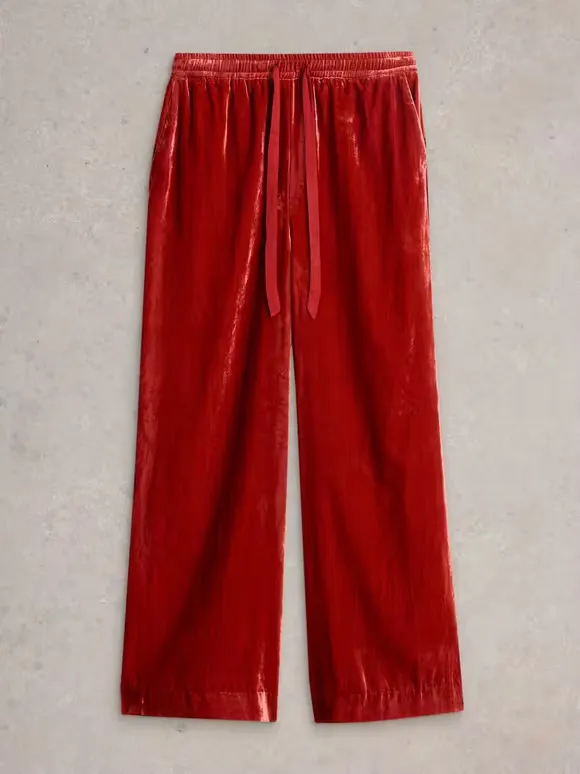 Freda Wide Leg Velvet Trouser