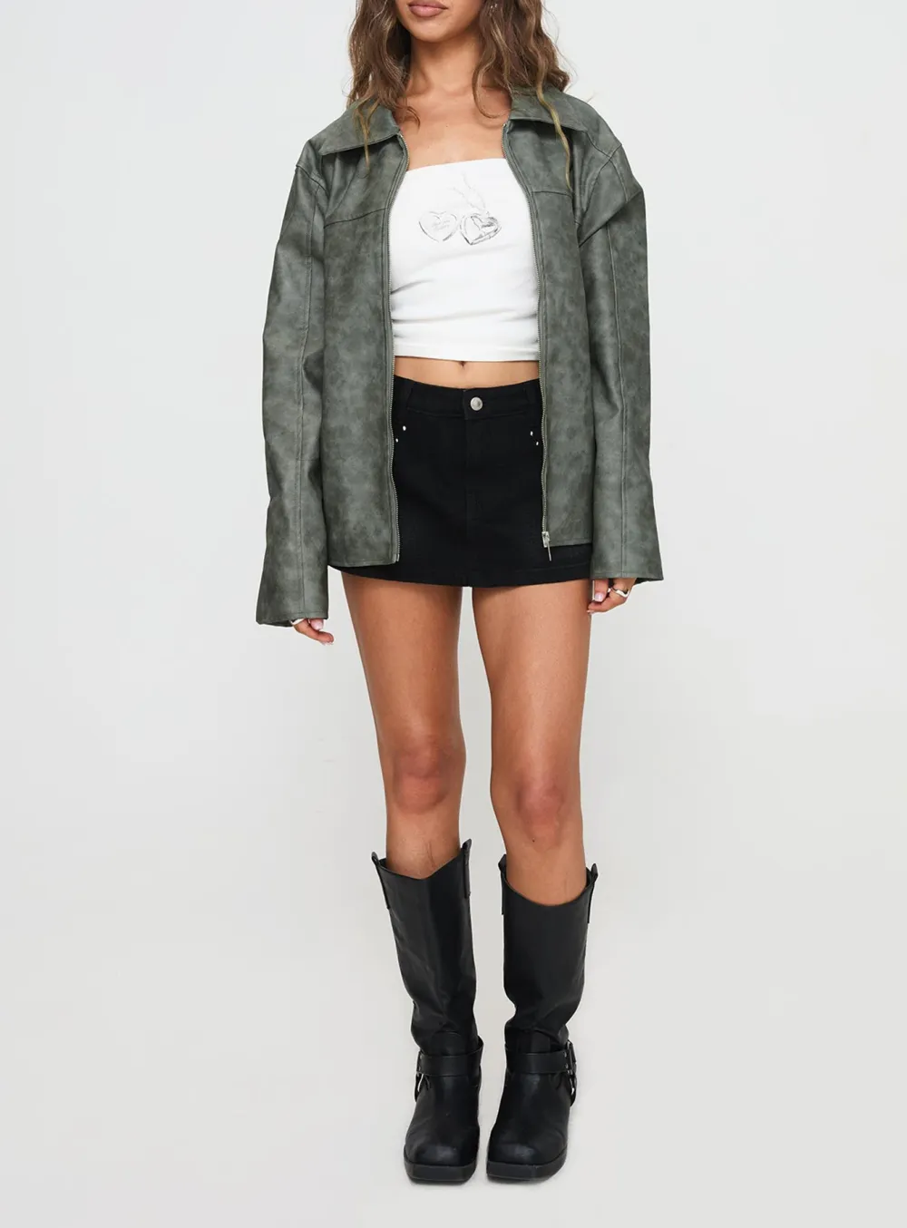 Kings Court Faux Leather Jacket Green
