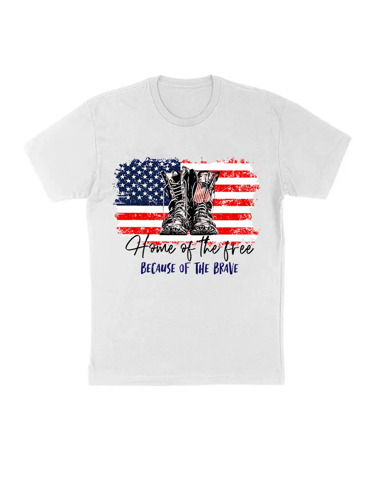 Home Of The Free Because Of The Brave Tank USA Flag T-Shirt