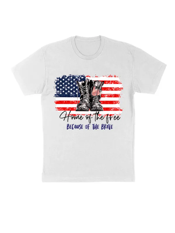Home Of The Free Because Of The Brave Tank USA Flag T-Shirt