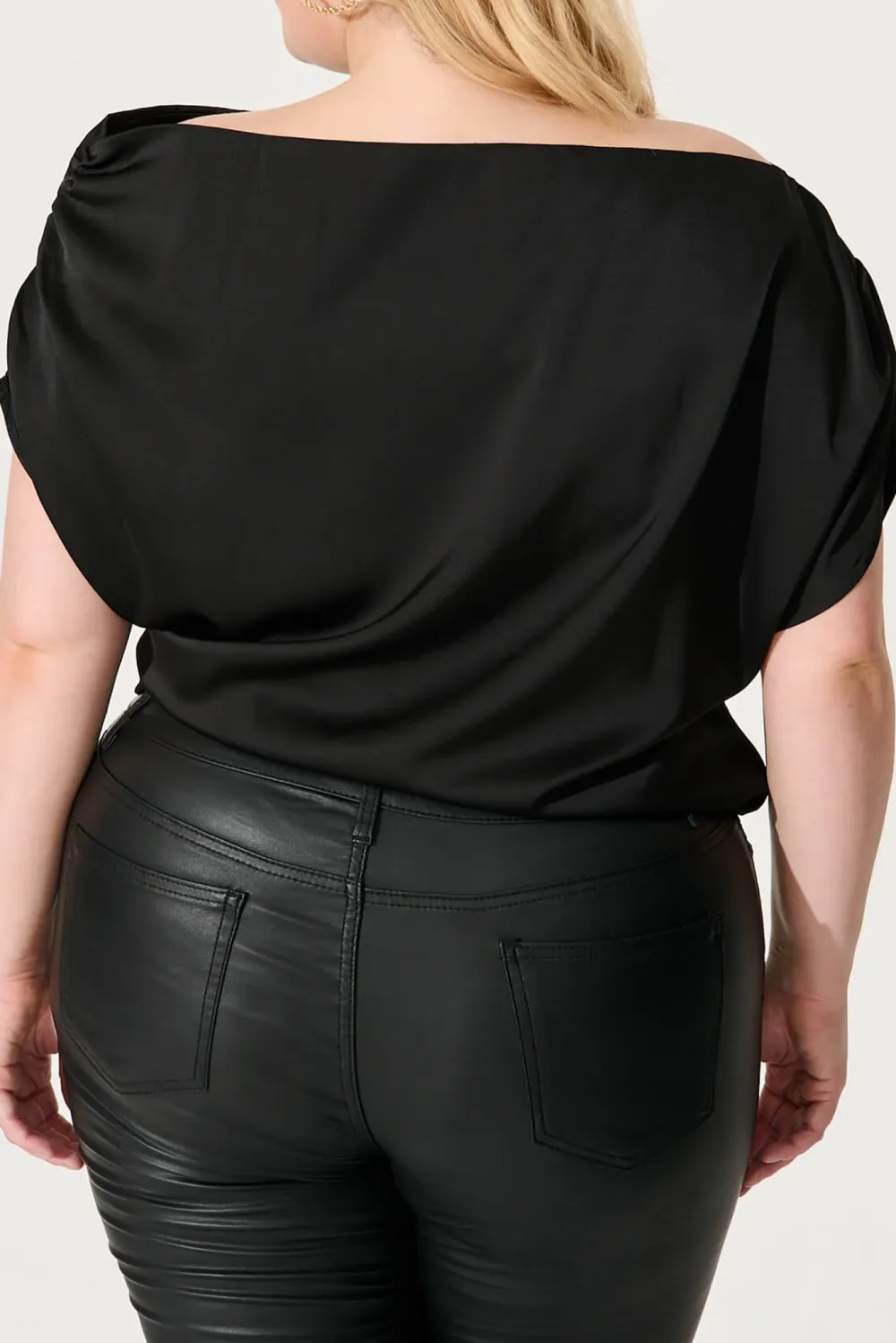 Black Asymmetric Sleeveless Silk Top