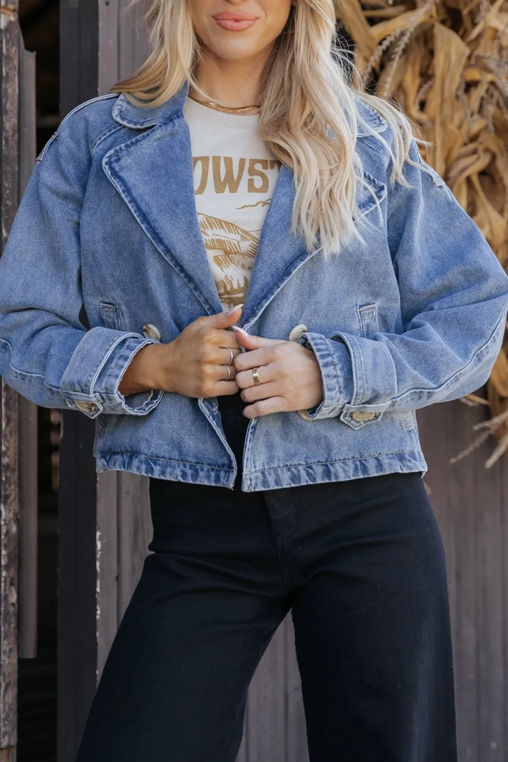 Double Breasted Denim Jacket