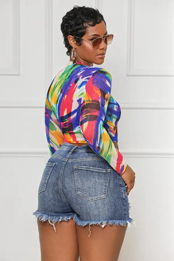 This Is Art Sheer Top (Blue Multi)