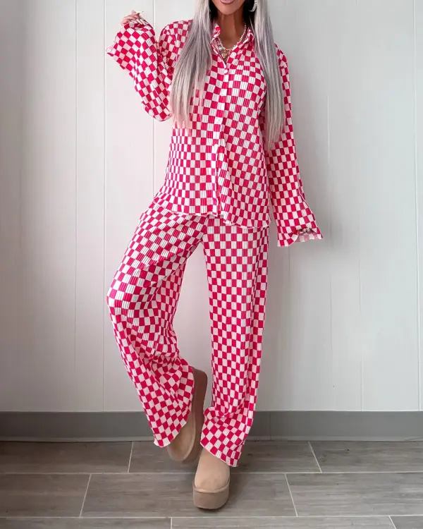 Love Lullabies Checkered Pajama Set - Pink