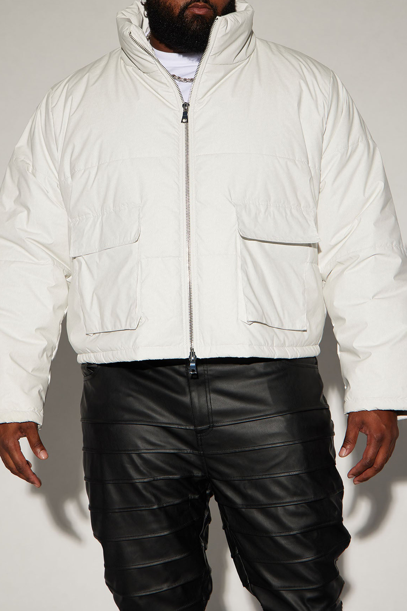 Baxter Light Weight Cropped Puffer - Whitecombo