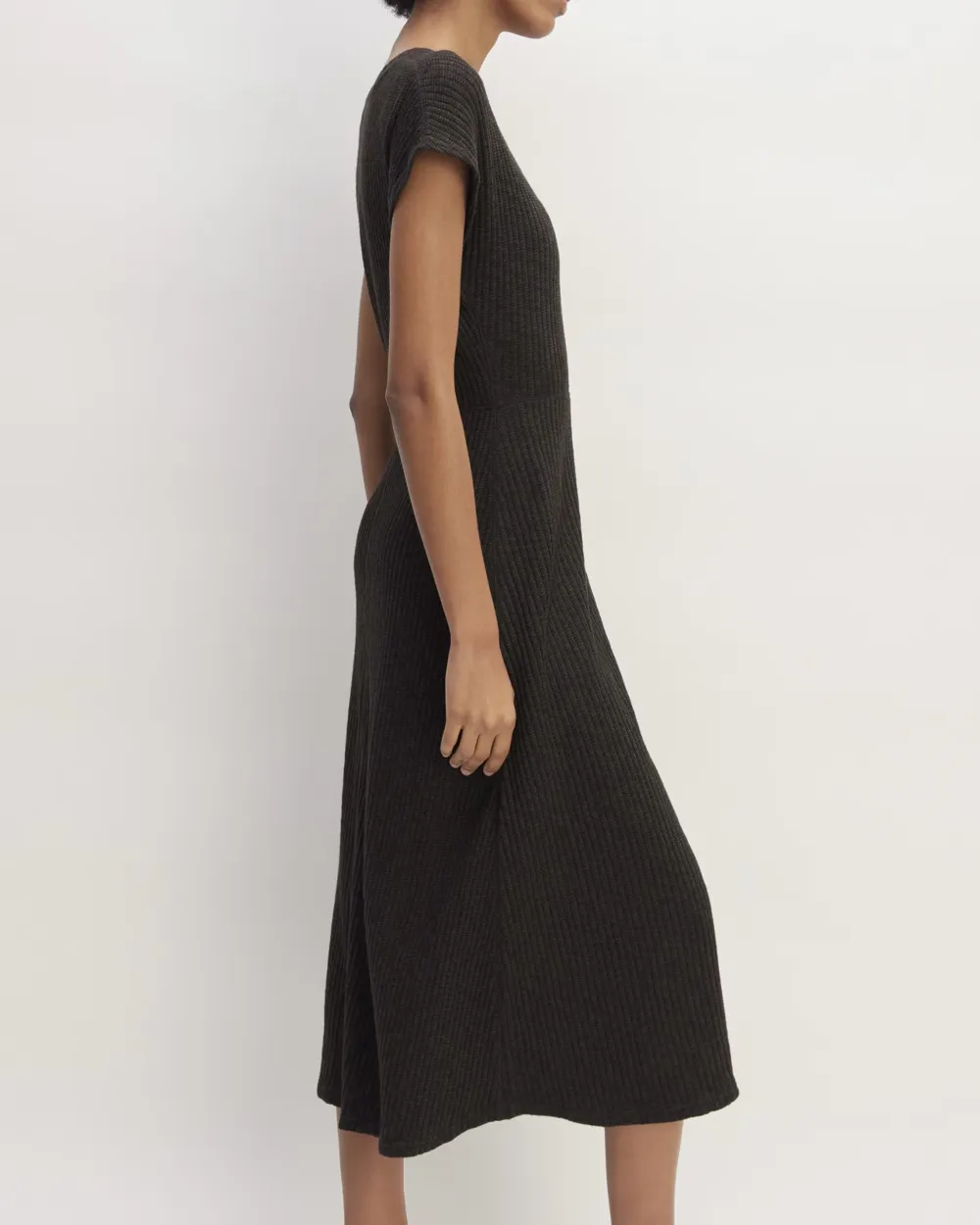 The Rib-Knit Cap-Sleeve Midi Dress