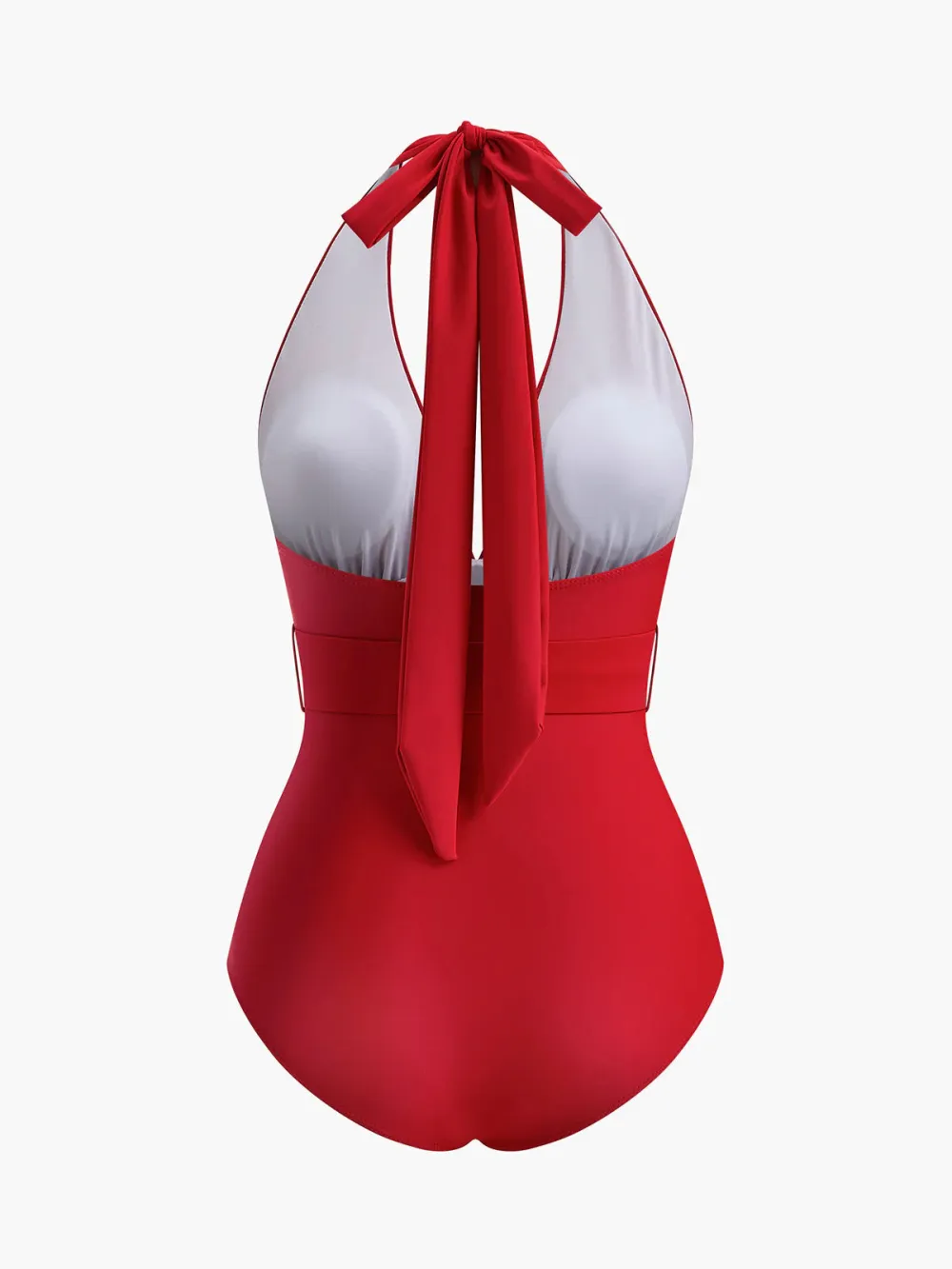 Plain Halter Neck One-Piece Swimsuit