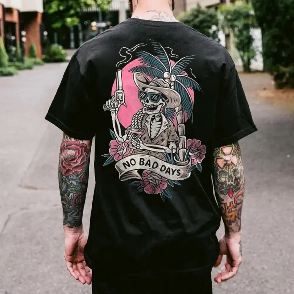 No Bad Days Skull Printed Men's T-shirt