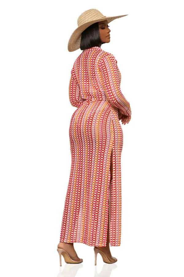 Summer Apricot Cover Up Dress (Red Multi)