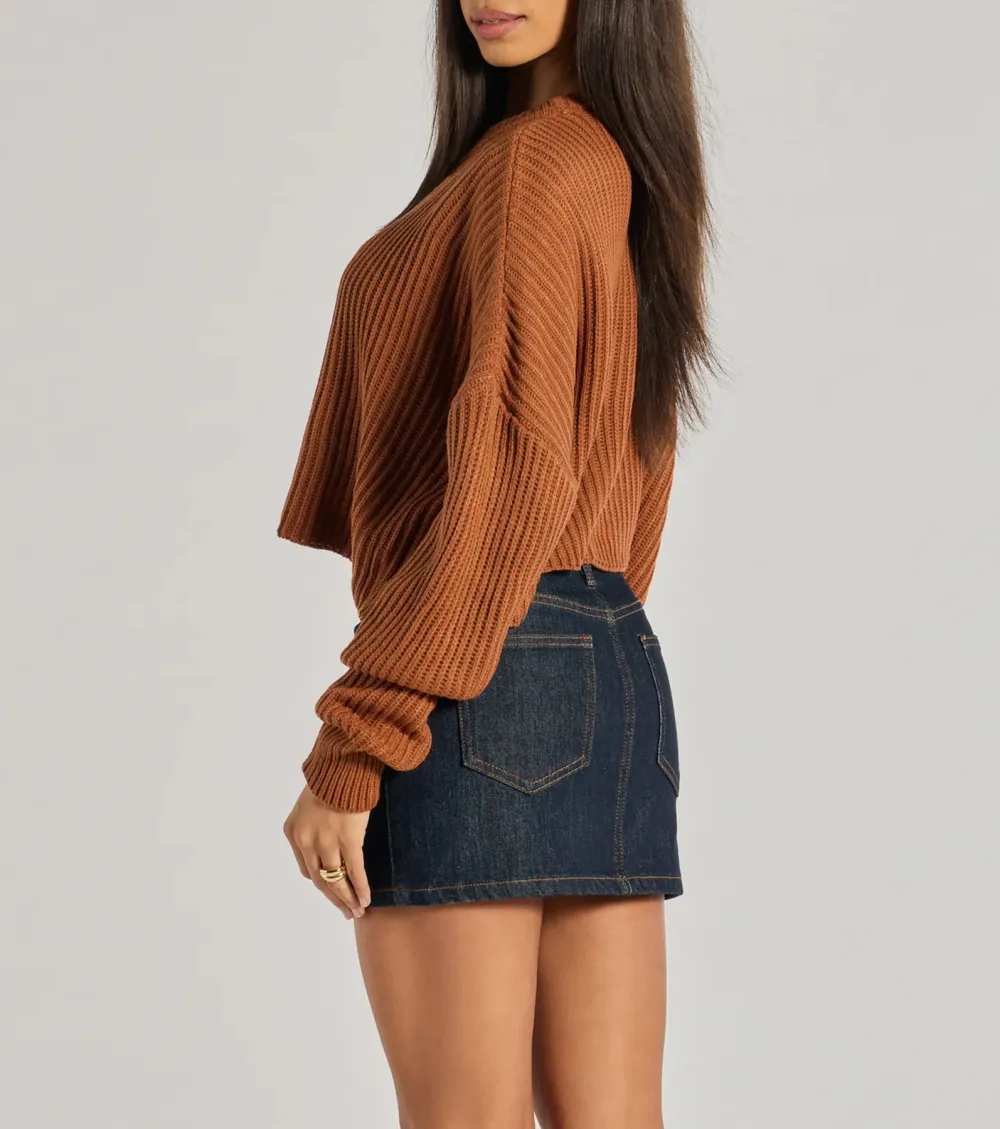 Chic Crew Ribbed Knit Sweater