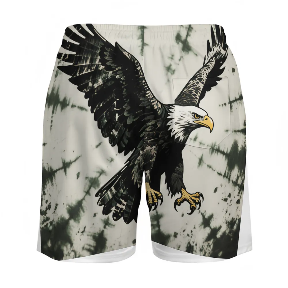 Realistic Style Eagle Tie-Dye Sports Beach Shorts