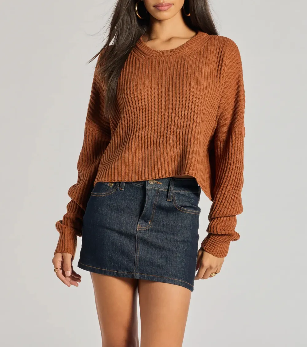 Chic Crew Ribbed Knit Sweater