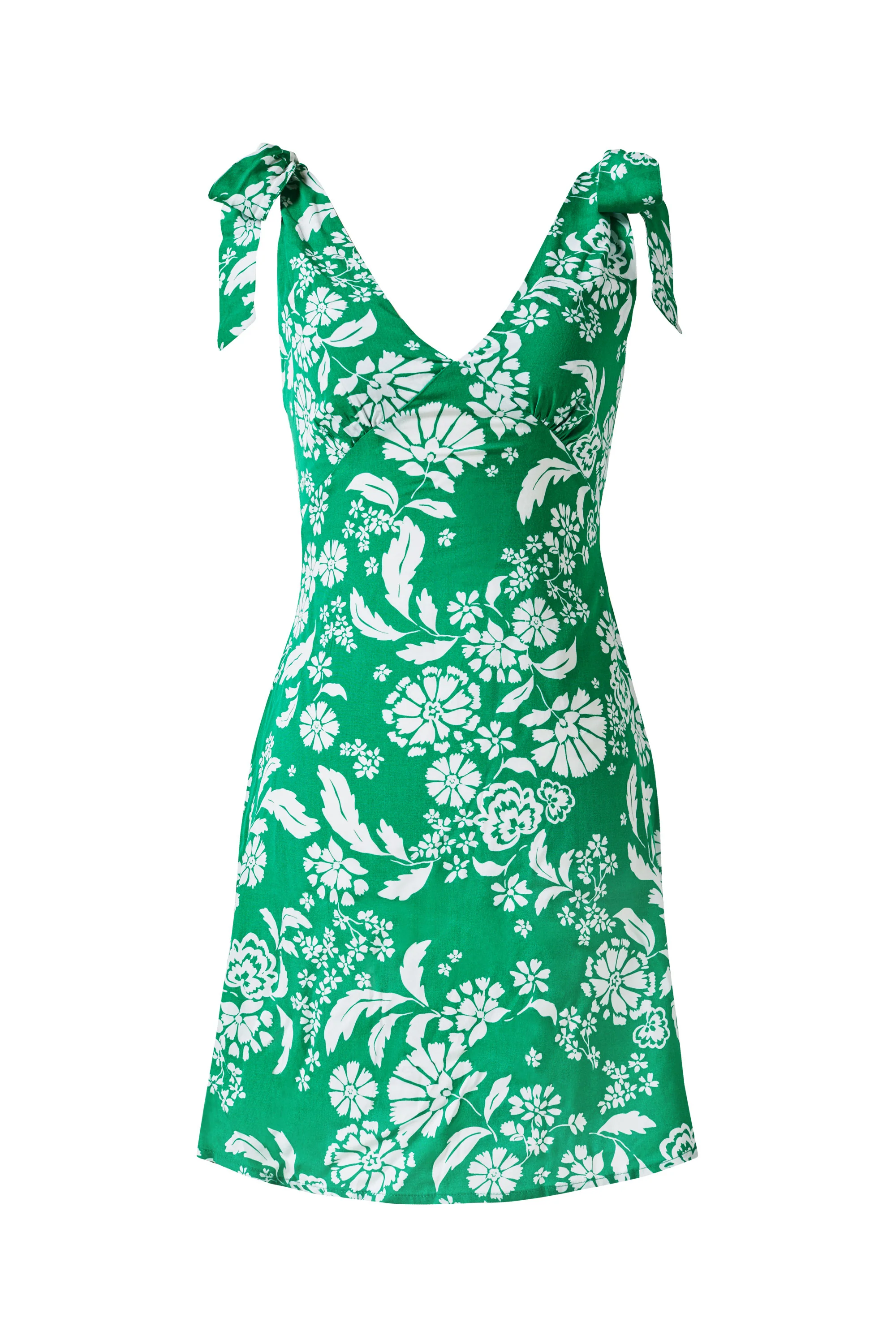 Green V-Neck Floral Dress