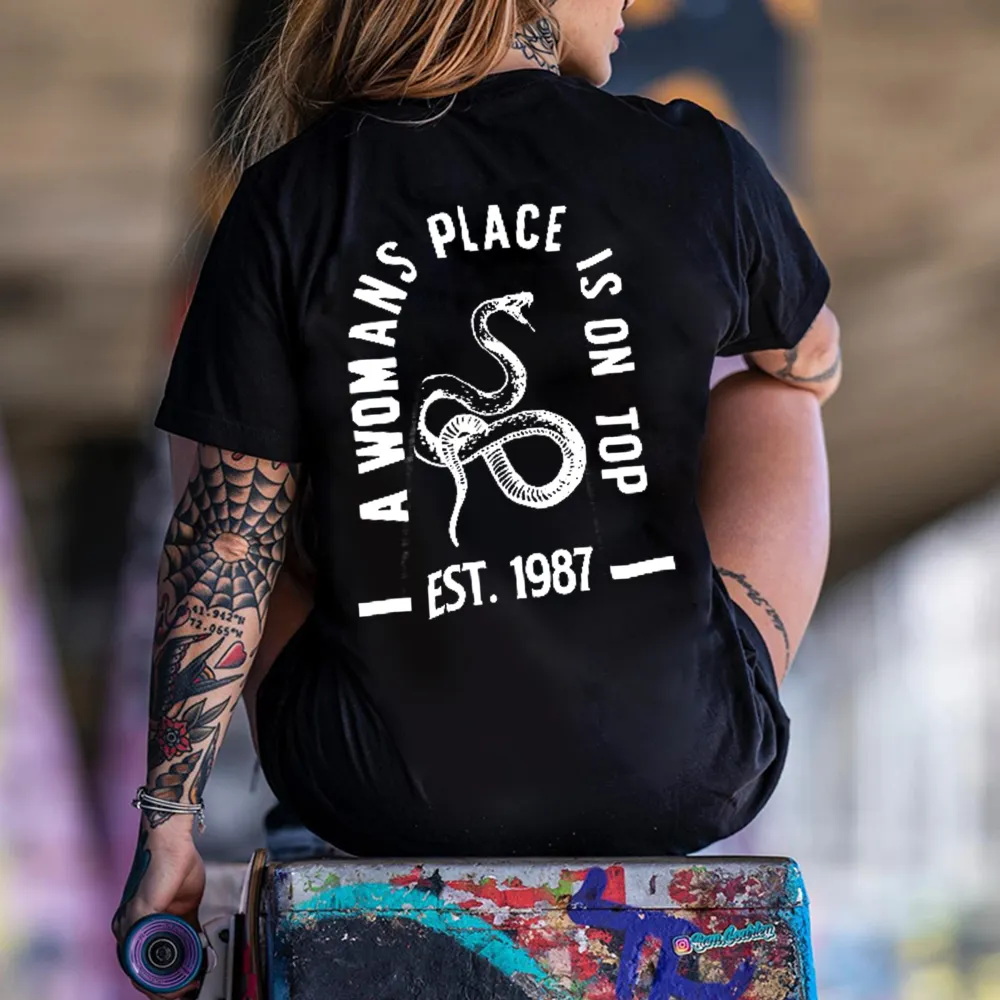 A Womans Place Is On Top Print Women's T-shirt