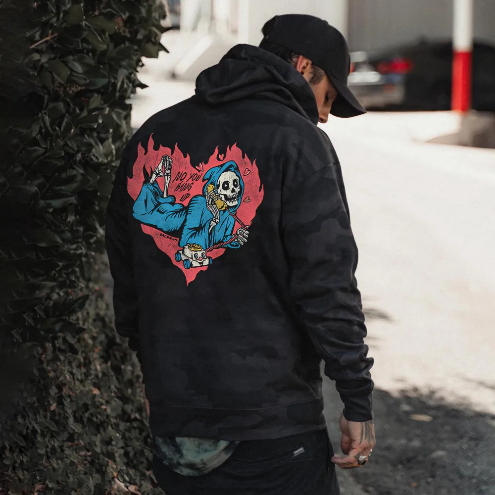 No, You Hang Up Skull Printed Men's Hoodie