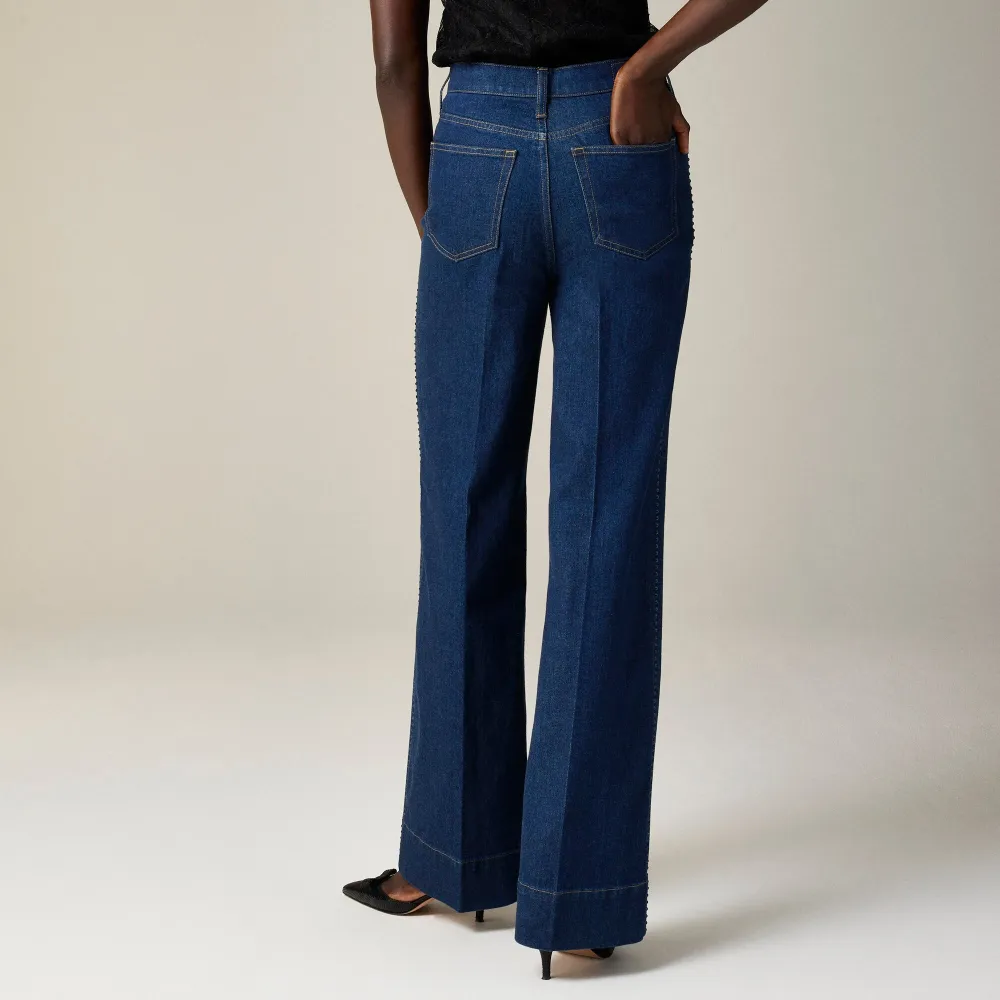 Embellished denim trouser