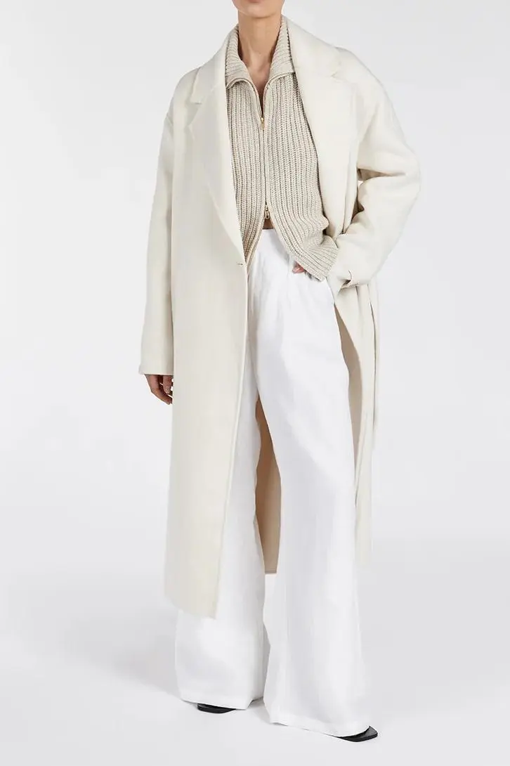 MILES CREAM WOOL WRAP COAT