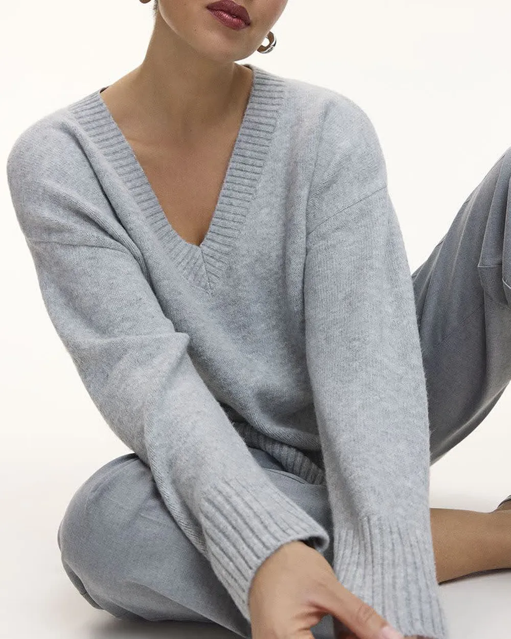 PlushSoft Long-Sleeve V-Neck Sweater