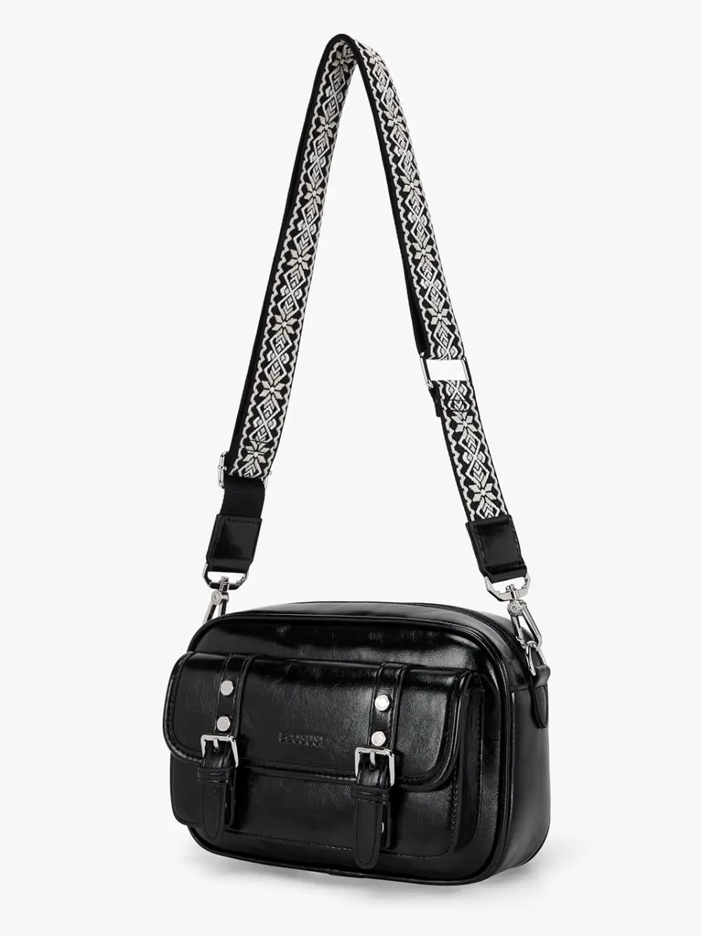 Mia Wide Strap Vegan Leather Crossbody Bag