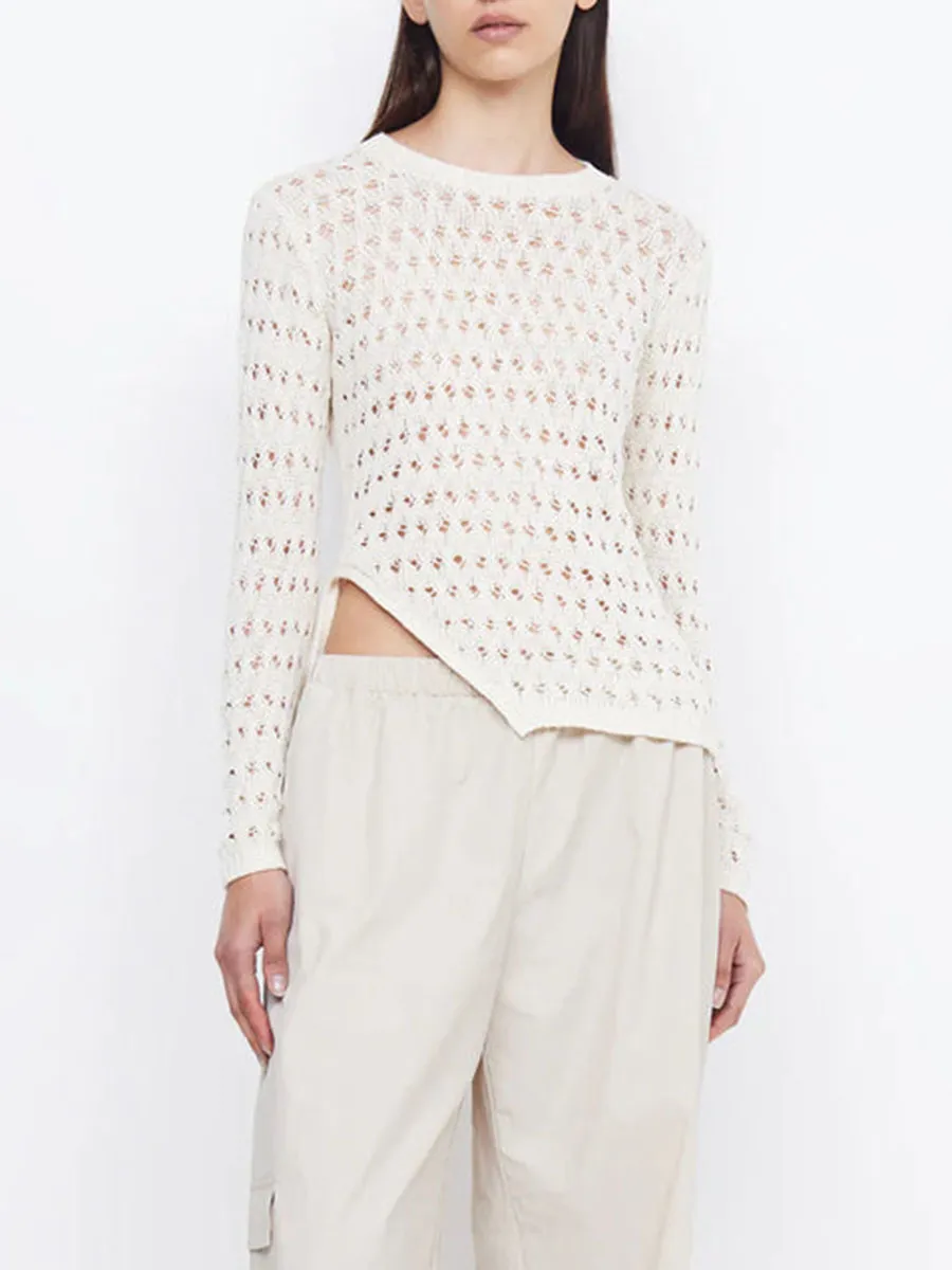 BEC BRIDGE BROOKE LONG SLEEVE ASYM KNIT TOP