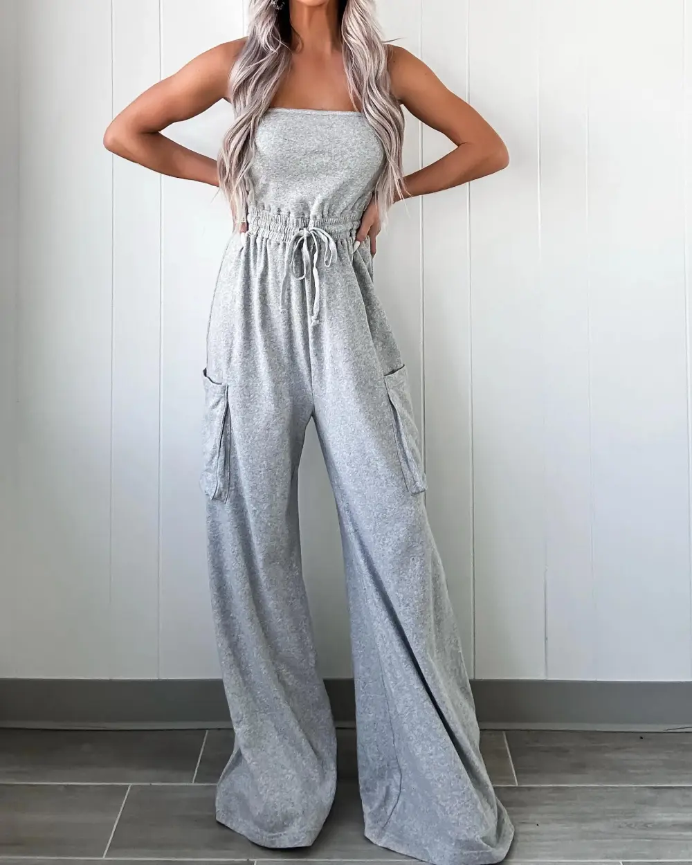 Femme Flair Cargo Jumpsuit - Heather Grey