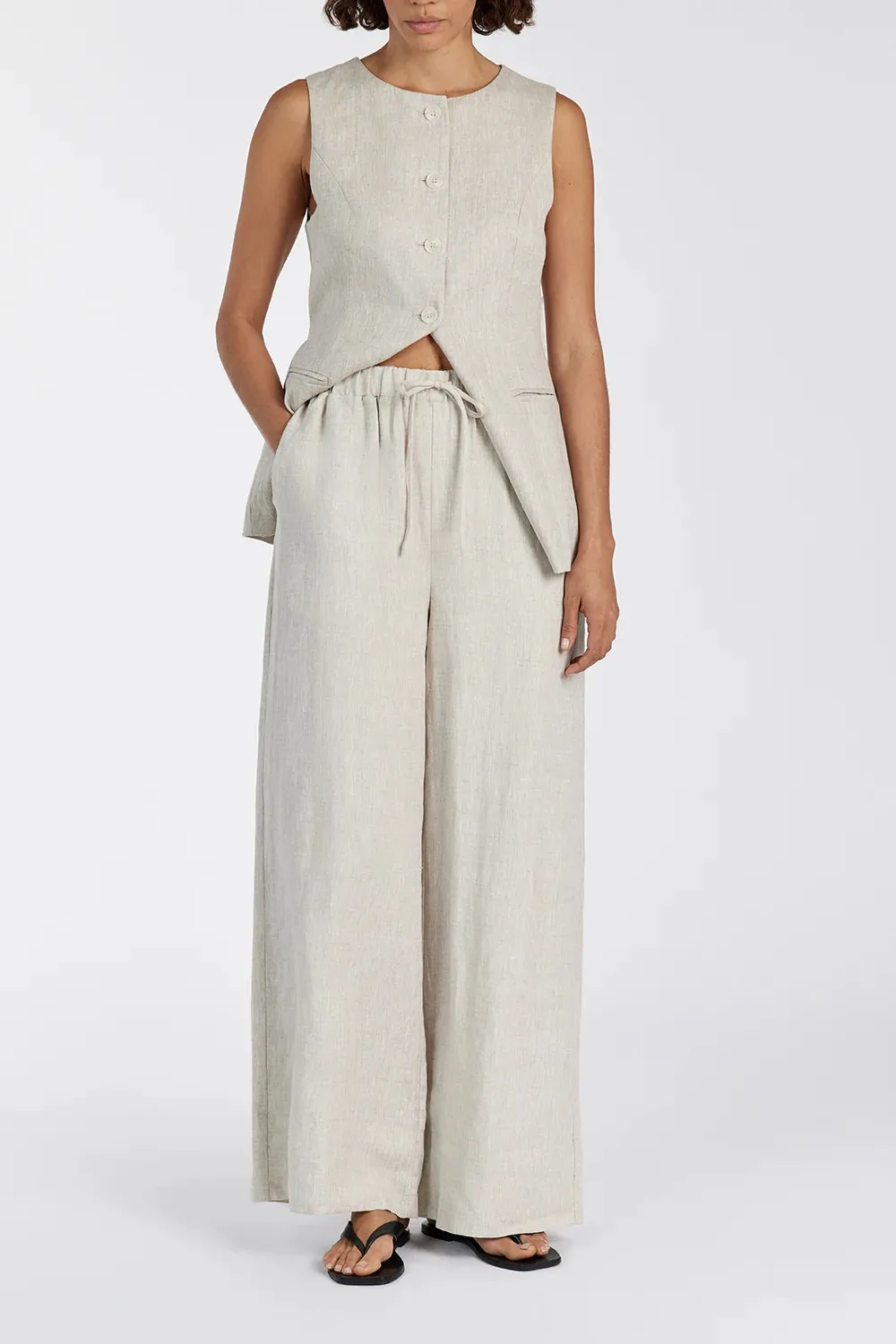 GINA NATURAL LINEN WAIST PANT