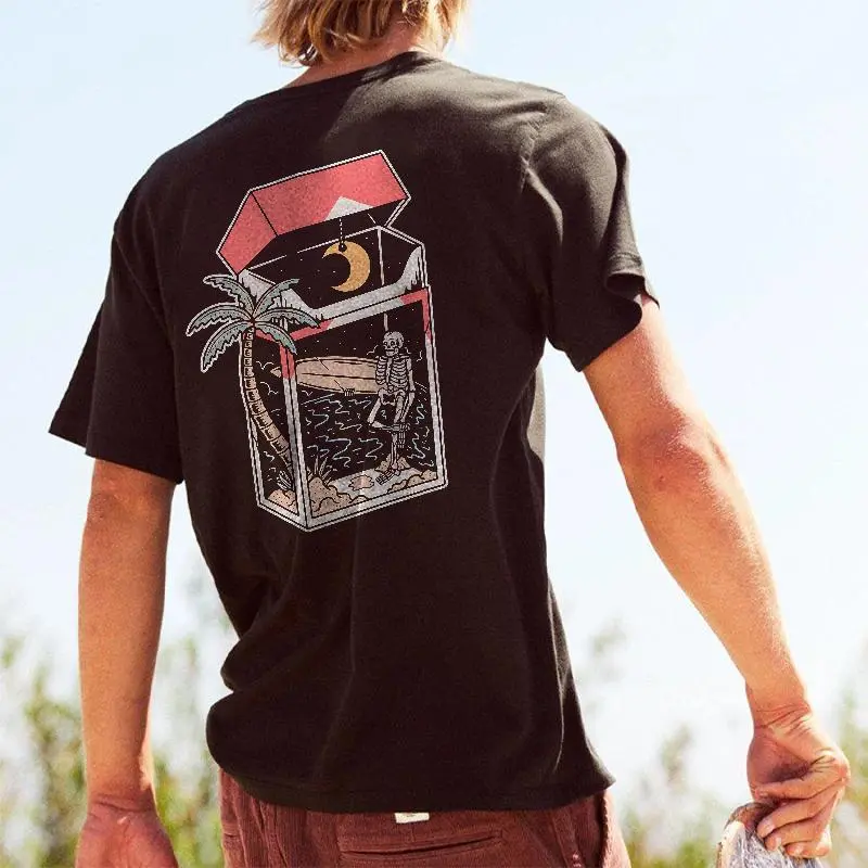 Skeleton Surf Printed Island Men's T-shirt