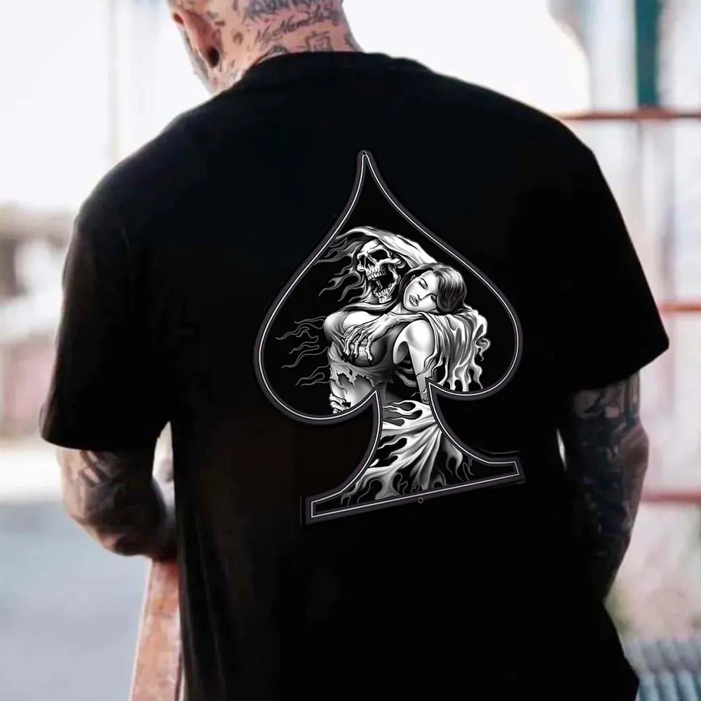 Poker Grim Reaper Printed Men's T-shirt
