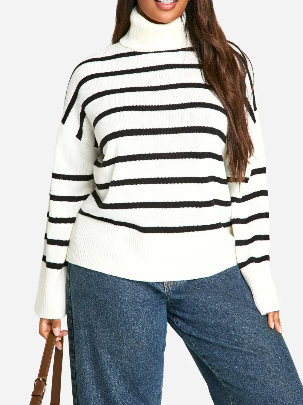 PLUS SOFT KNIT STRIPE SWEATER