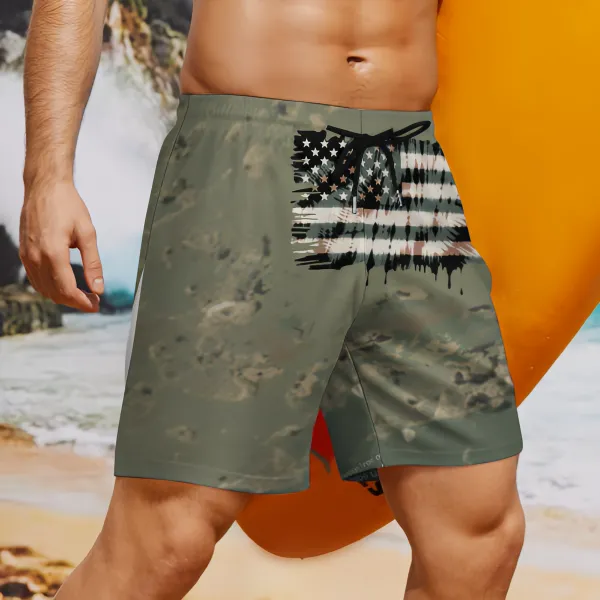 Art Style Gray Tone Flag Camouflage Style Sports Board Shorts