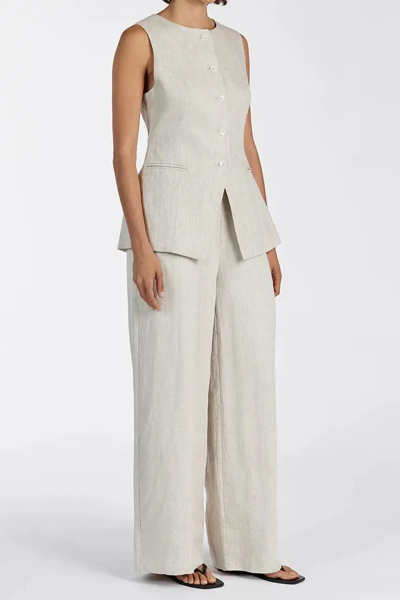 GINA NATURAL LINEN WAIST PANT