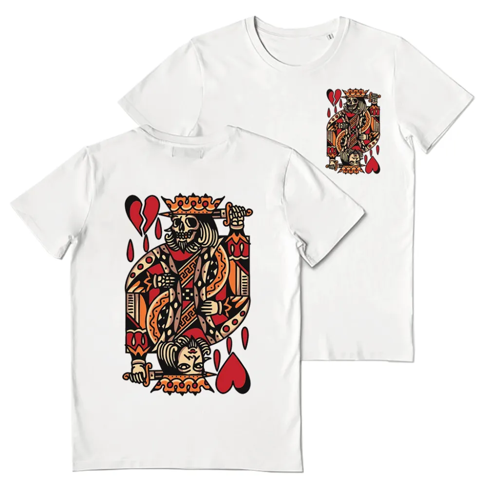 Playing Card Skull Print Casual T-shirt