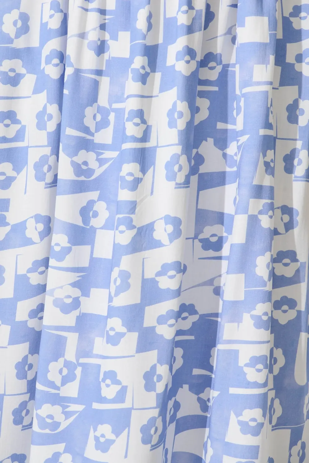 Light Blue Patterned Strapless Maxi Dress