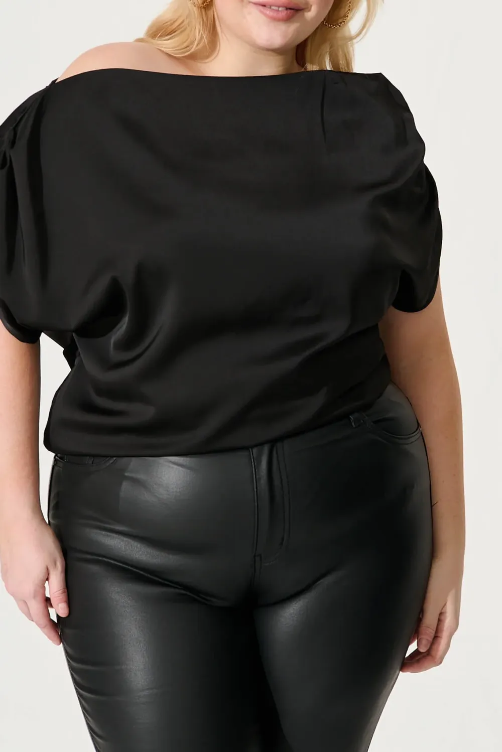 Black Asymmetric Sleeveless Silk Top